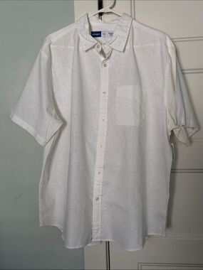 NWT Old Navy Men's White Short-Sleeve Button-Up Shirt XXL